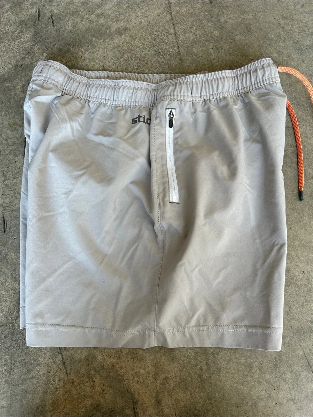 Stio Light Gray Swim Trunks with Orange Drawcord